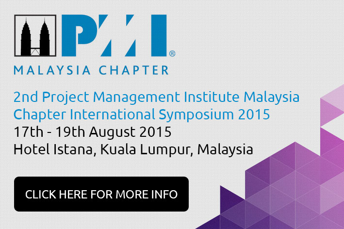 The Project Management Institute Malaysia Chapter (PMIMY), a Chapter of the Project Management Institute (PMI), the world largest not-for-profit membership association for the project management profession will host the 2nd Project Management Institute Malaysia Chapter International Symposium from 17-19 August 2015 at Hotel Istana, Kuala Lumpur. 

The 2nd Project Management Institute Malaysia Chapter International Symposium 2015 is HRDF claimable and delegates can earn up to 22 PDUs at the event. The 2-day  interactive Symposium & 1-Day Workshop will host over 250 local and international delegates including 30 leading international speakers representing international multi-national companies across the sectors 
