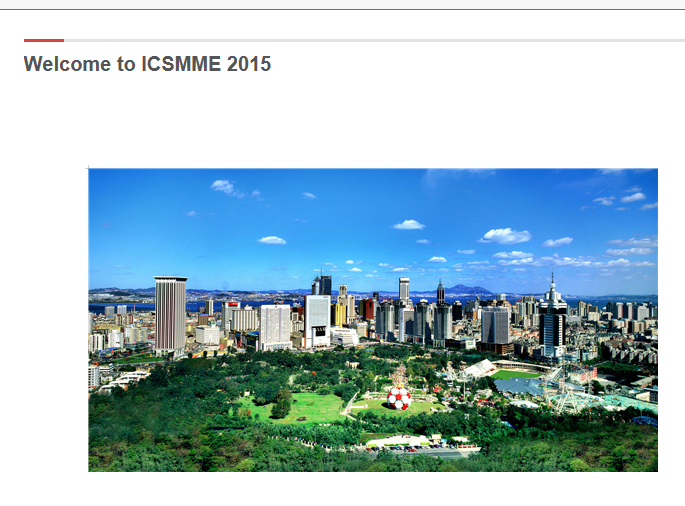 We are pleased to host all of you to 2015 International Conference on Structrual, Mechanical and Materials Engineering on November 06-08, 2015 at Dalian, China.

ICSMME 2015 conference proceedings will be published in the Atlantis Press.