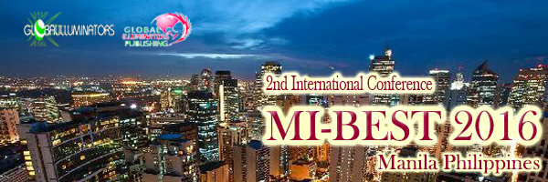Global illuminators is going to held the conference in Manila Philippine.The Abstract Submission Date:                October 20, 2015 
Full Paper Submission Date:             December 30, 2015
Early Bird Discount Date:                November 30, 2015
theme  Integrating  and Promoting Multidisciplinary Academic Research in Business Engineering Science & Technology to Meet the Challenges of Sustainable Growth in Developing countries