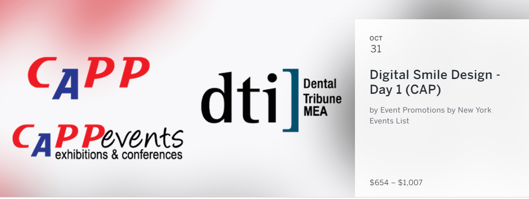 Digital Smile Design
31 October & 01 November 2017, 09:00 - 18:30
InterContinental Hotel Festival City, Dubai, UAE
Target Audience: Dentists