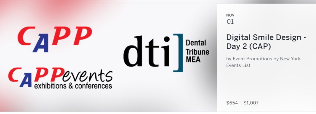 Digital Smile Design
31 October & 01 November 2017, 09:00 - 18:30
InterContinental Hotel Festival City, Dubai, UAE
Target Audience: Dentists
7 CE Credits