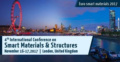 Allied Academics is proud to announce its 4th International Conference on Smart Materials & Structures, which is to be held during November 16-17, 2017 in London, United Kingdom. On this great gathering, Organizing Committee invites participants from all over the globe to take part in this annual conference with the theme To explore the world of smart materials by diminishing the gap between consortiums. 