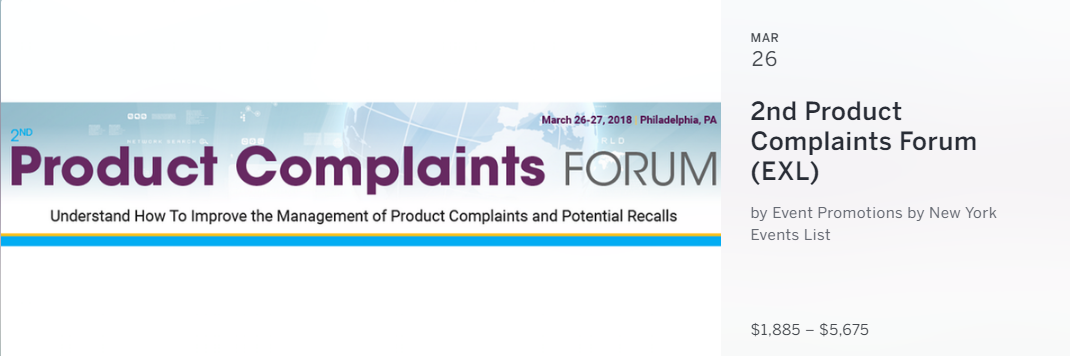 2nd Product Complaints Forum (EXL)