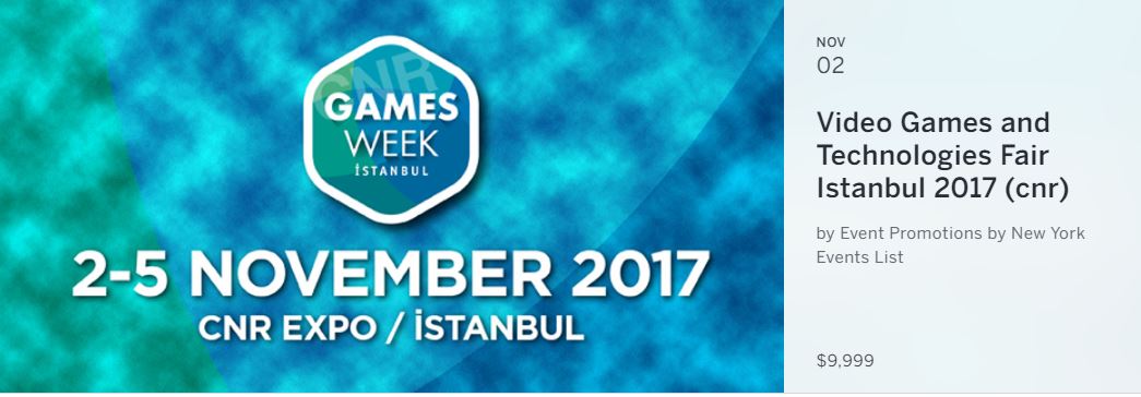 DESCRIPTION

Games Week İstanbul / 2-5 November 2017

Game developers, technology companies and gamer from 3 continents will gather between 2-5 November 2017 for Games Week İstanbul in CNR Expo Center by Pozitif Fuarcılık.

Are you ready to face new games, new technologies, new gadgets, dozens of events, E-sport tournaments? Also are you ready new adventures from the game developers all around the world?
To live all of it on Future Reality Gaming Show;