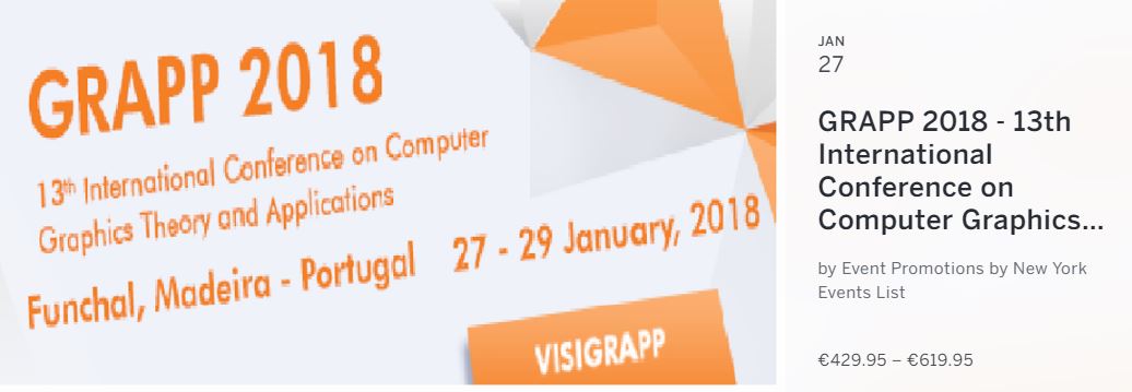 DESCRIPTION

GRAPP is part of VISIGRAPP, the 13th International Joint Conference on Computer Vision, Imaging and Computer Graphics Theory and Applications.
Registration to GRAPP allows free access to all other VISIGRAPP conferences.