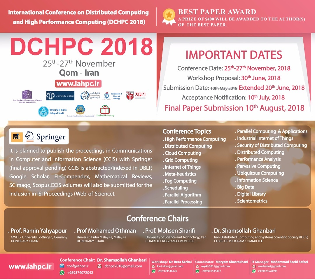 International Conference on Distributed Computing and High Performance Computing (DCHPC 2018)