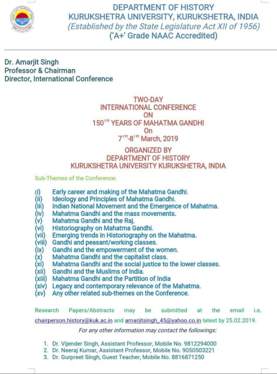 Two day International conference on 150th years of Mahatma Gandhi.