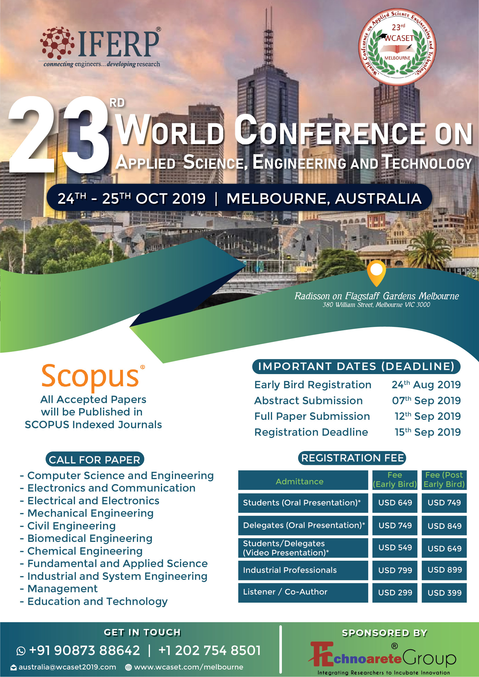 23rd World Conference on Applied Science, Engineering and Technology