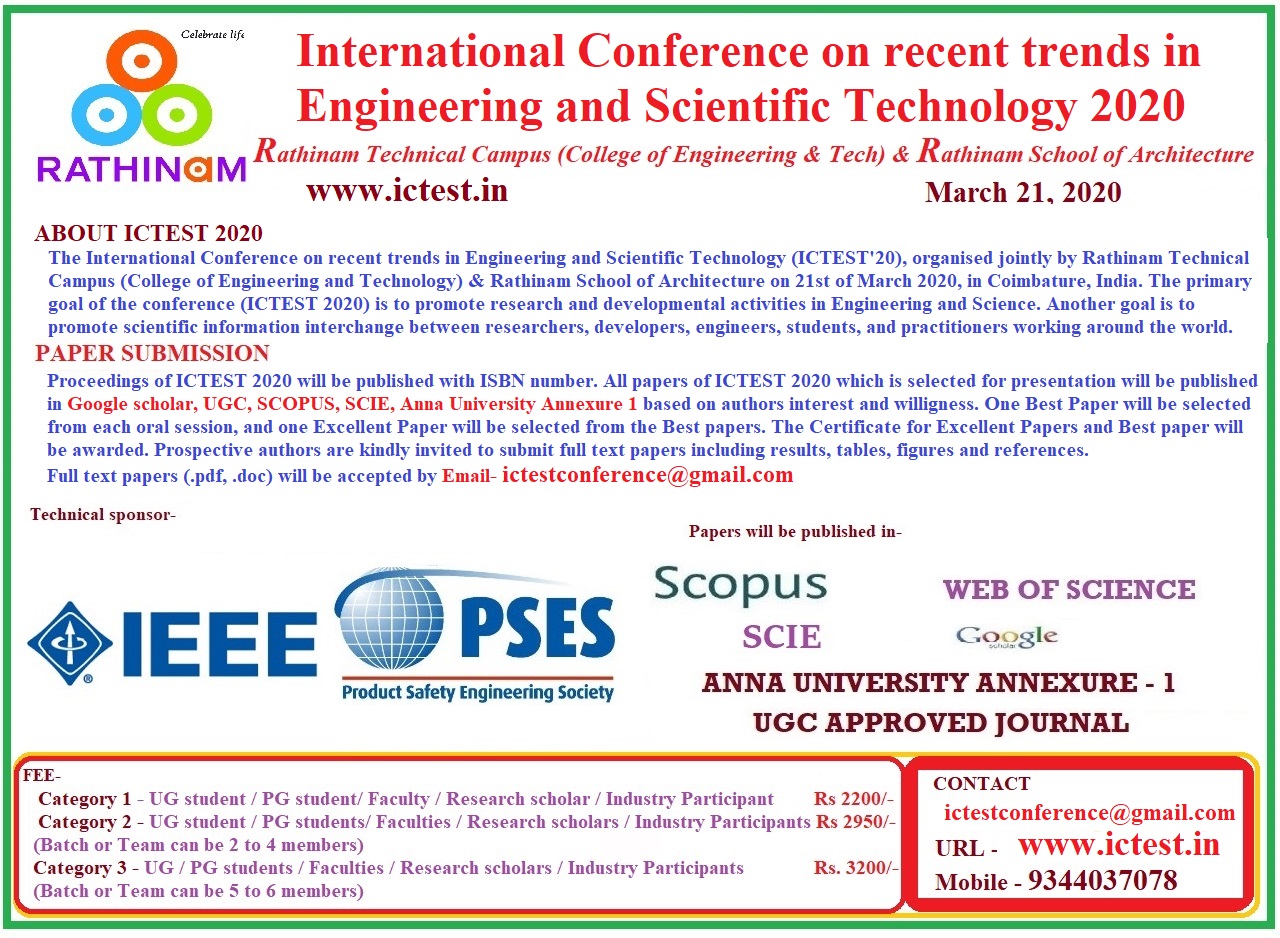 International Conference on recent trends in Engineering and Scientific Technology